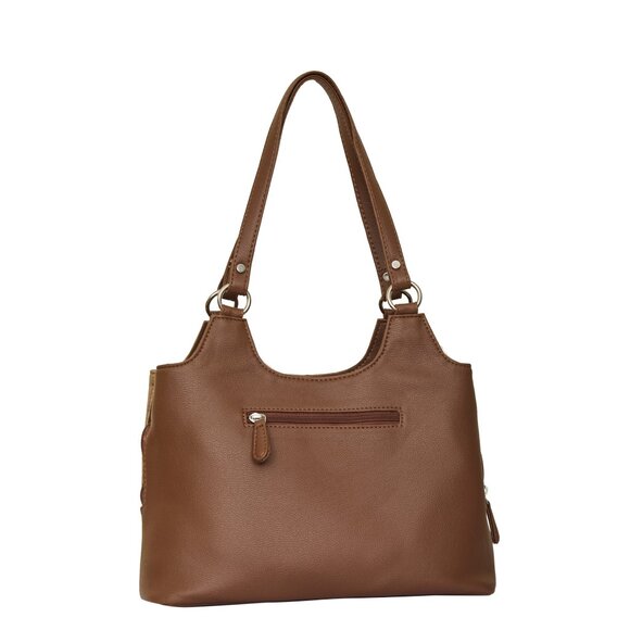 Genuine Leather Printed Shoulder Tote Bag for Women–Top Handle Handbag Daily Use - Picture 9 of 9